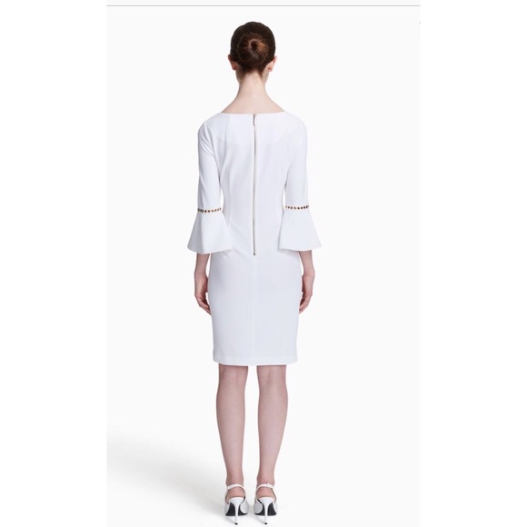 White Calvin Klein bell sleeve grommet dress - Picture 8 of 8